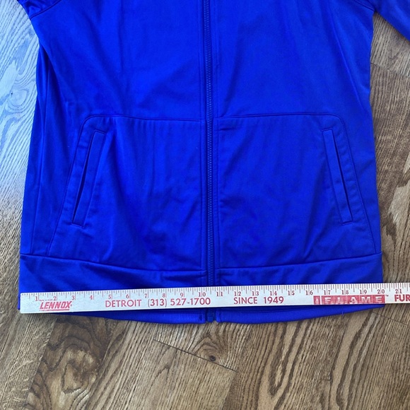 Vintage Adidas track suit top blue and purple three stripes workout layering - Picture 10 of 12